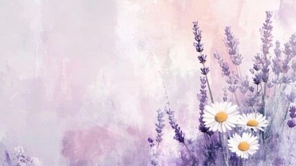 Soft Floral Background Featuring Lavender and Daisies with Pastel Colors for Decor and Design Projects