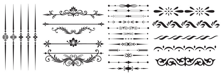 Vintage Ornamental Dividers and Decorative Flourish Elements Set &ndash; Elegant Vector Borders Collection