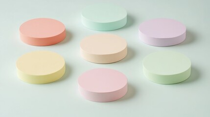 Colorful Round Discs Arrange on a Soft Background for Creative Design or Artistic Presentation