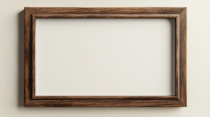 Empty Wooden Frame for Art or Photo Display on Neutral Background Surrounded by Minimalist Decor