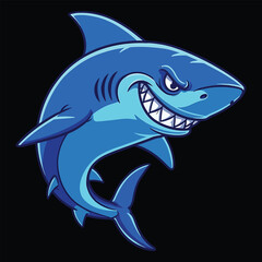 Obraz premium Blue Cartoon Shark Character Illustration