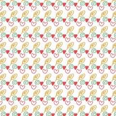 Seamless Decorative Pattern: Stylized Hearts and Swirls
