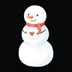 Cute snowman playing cards, watercolor vector winter illustration, isolated on transparent background
