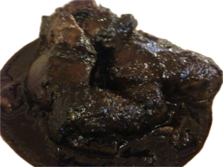 Pork belly stewed in soy sauce isolated on white background 