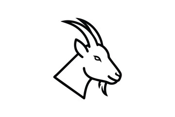 Simple Line Illustration of a Goat s Head