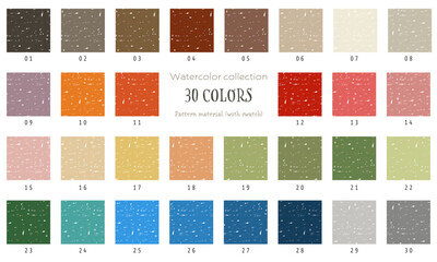 シンプルクレヨンタッチパターン30色セット(シンプルな質感でデータが軽量なタイプ。ａｉデータにスウォッチ登録あり。シームレスで使える）