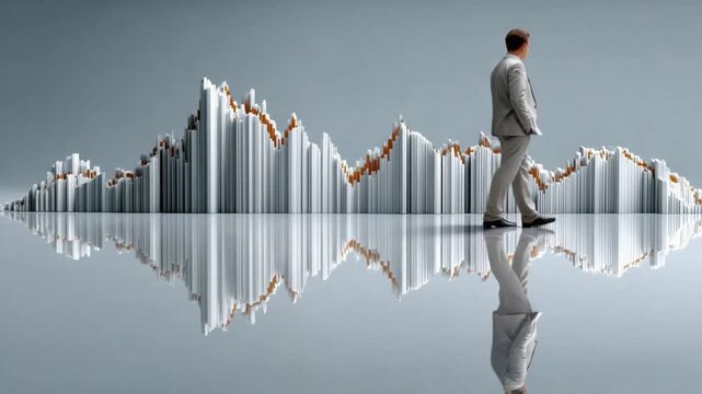 Financial Foresight: A composed professional gazes thoughtfully upon a dynamic financial chart, symbolizing strategic planning, market analysis, and economic insight.