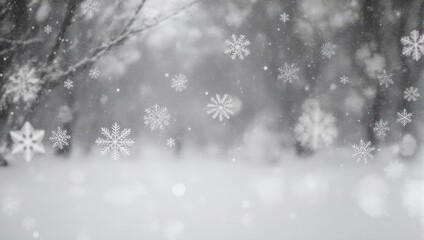 Winter Wonderland - A Serene Snowfall Scene with Delicate Snowflakes.