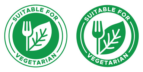 Suitable for Vegetarians Green Stamp Icons &ndash; Circular Vegan Friendly Symbol Set