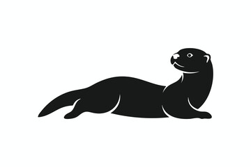 Fototapeta premium Black Seal Silhouette on White Background