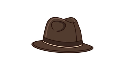Classic Brown Fedora Hat with Light Band Illustration.