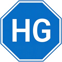 Fototapeta premium Blue octagon sign with bold white letters ?HG? centered