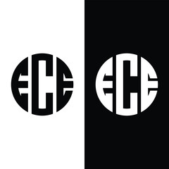 ECE Letter Logo Design Circle Monogram Icon Stock Vector And Vector Art.