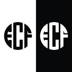 ECF Letter Logo Design Circle Monogram Icon Stock Vector And Vector Art.