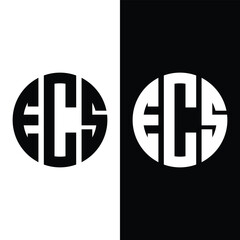 Creative rounded initial letters ECS logo Stock Vector And Vector Art.