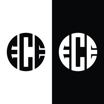 ECE Letter Logo Design Circle Monogram Icon Stock Vector And Vector Art.