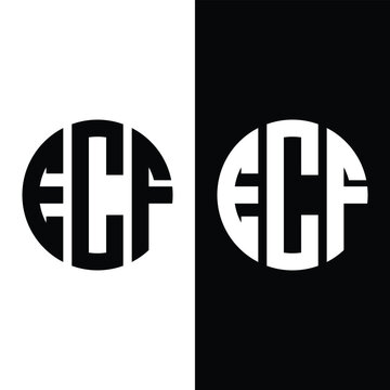 ECF Letter Logo Design Circle Monogram Icon Stock Vector And Vector Art.