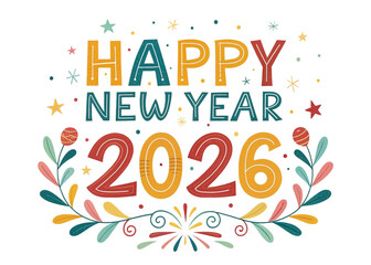 Happy new year 2026  isolated on white background 2