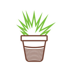 Simple illustration of a potted green plant with spiky leaves