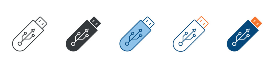 Flash Drive Icon Set Multiple Style Collection 