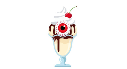 Spooky Eyeball Ice Cream Sundae with Cherry Topping.