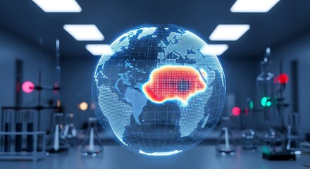 Abstract blue digital world map technology background with global network connections