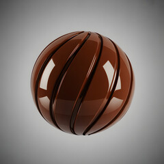 Chocolate sphere with lines: A delectable chocolate sphere with sleek lines, gleaming with rich dark color, and ready to enjoy