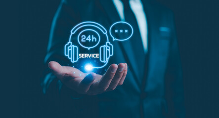 Digital service and customer support concept. 24/7 service. a professional's hand. Represents...