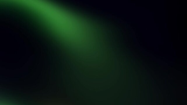 Glowing light green royal blue gradient flow on black background 4K. Blurred lights. Flashes on dark backdrop for cover, technology banner, web design. Flowing motion. Fluid animation. Grainy noise