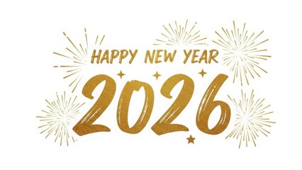 Golden 2026 new year celebration with festive fireworks and sparkling stars for a joyful beginning
