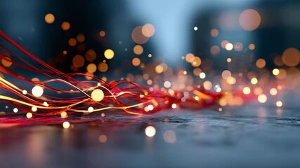 Abstract Light Trail: An artistic visualization of digital data streams, with trails of light dancing across a blurred background, evokes a sense of technology and innovation. 