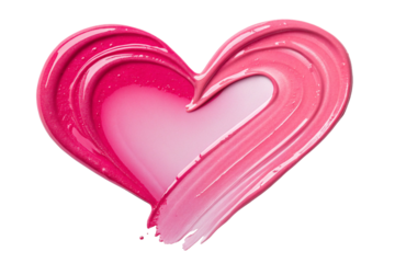 transparent vivid pink gel. smear paint isolated on transparent background. heart shape