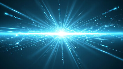 Obraz premium Transparent blue cyan neon glowing png with horizontal light line rays beam flare glow shine streak futuristic shimmer radiant energy effect luminous background