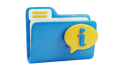 Folder with Information Icon on White Background