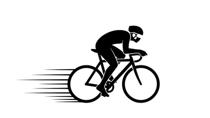 Road Cyclist Speeding Vector Icon Silhouette. Fast Bicycle Racer Illustration.