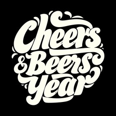 Cheers Beers New Year Retro Script Text vector