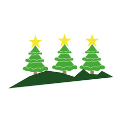 Christmas tree vector illustration on white featuring a green evergreen with holiday decoration and winter celebration elements