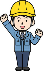 ヘルメットをかぶった元気な現場監督の男性