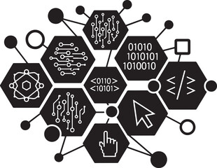 Computer science education week celebrated with a brain shaped network of digital icons and binary code, Generative Ai