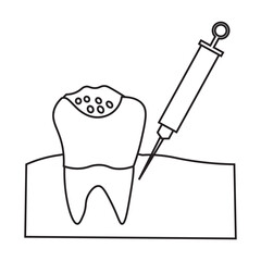 Dental Cavity Treatment with Local Anesthesia Injection line icon