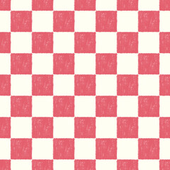 レトロな市松模様　クレヨンタッチ　シームレス