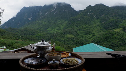 Mountain dinner with a beautiful view