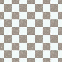 レトロな市松模様　クレヨンタッチ　シームレス