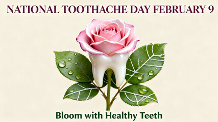 Tooth shaped roses paired with slogans, reflecting the creative appeal of National Toothache Day for dental care and fun health promotion.