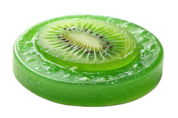 transparent vivid green gel. smear paint isolated on transparent background. circle shape