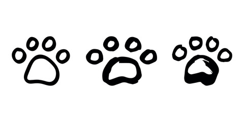 Set of hand drawn cute cat's paw Cat, dog, animal footprint in doodle style Single element for print, web, design, decor, greeting cards, children's prints