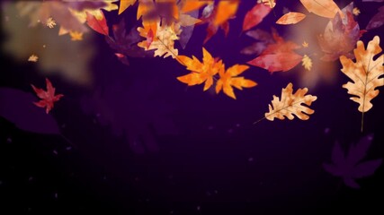 Falling autumn leaves on a dark purple background - Powered by Adobe