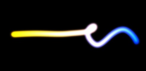 Neon glowing horizontal lines futuristic wave shaped on black background 