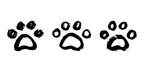 Set of hand drawn cute cat's paw Cat, dog, animal footprint in doodle style Single element for print, web, design, decor, greeting cards, children's prints