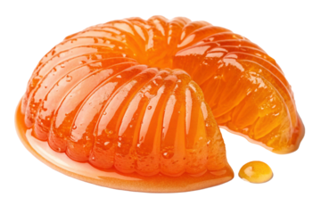 transparent vivid orange gel. smear paint isolated on transparent background. circle shape